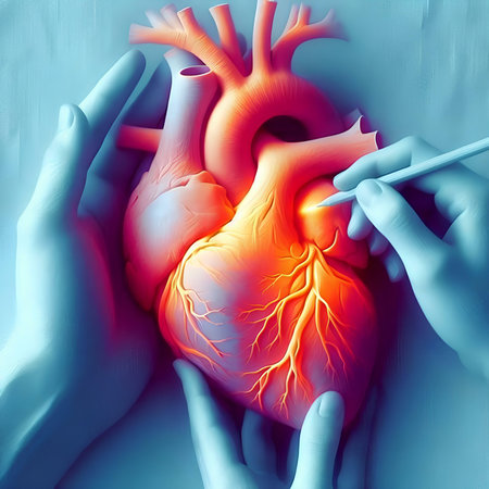 Human heart in human hands. 3d illustration. Anatomy.の素材