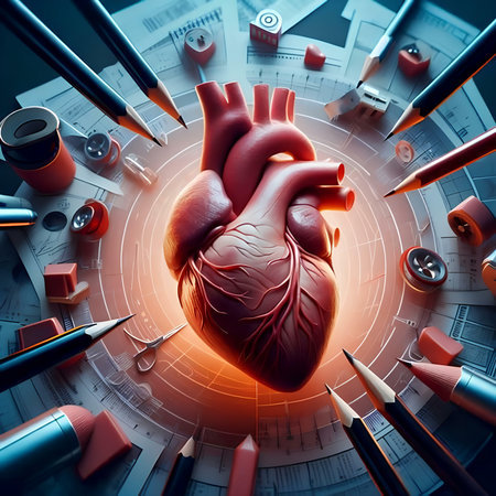 Human heart and medical equipment. 3d illustration. Elements of this image furnished by NASAの素材