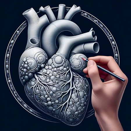 Human heart in the form of a circle. 3D illustration.の素材