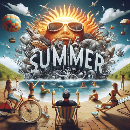Summer Beach Holiday Vacation Traveling Explore Concept - 3D Renderingの素材