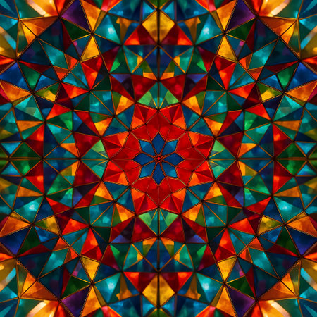 Abstract kaleidoscope background. Beautiful multicolor kaleidoscope texture. Unique kaleidoscope design.の素材