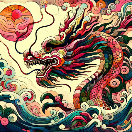 Zodiac sign dragon. Zodiac background. Horoscope and astrology.の素材