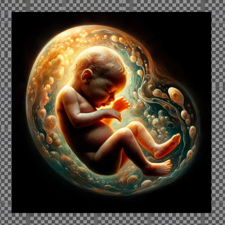 3d rendered medically accurate illustration of a fetus in an egg cellの素材