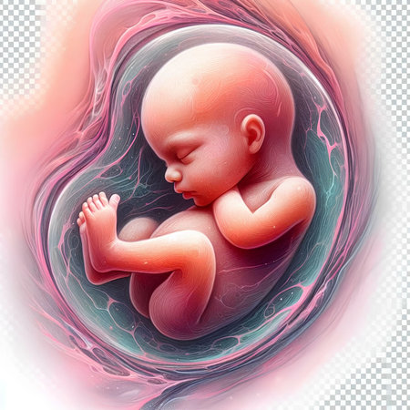 3d rendered medically accurate illustration of a fetus in a fetus wombの素材