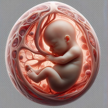 3d rendered medically accurate illustration of a fetus in an egg cellの素材