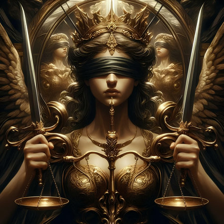 Portrait of a female warrior in armor with sword and shield. 3d renderingの素材