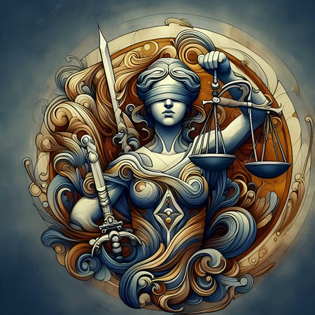 Zodiac sign Virgo with a sword and shield. Zodiac symbol.の素材