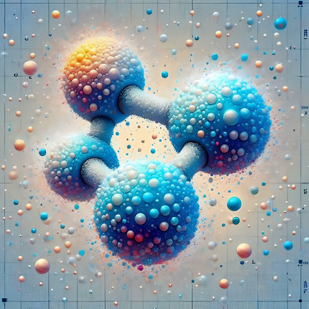 3d illustration of molecules in abstract space background. 3d renderingの素材
