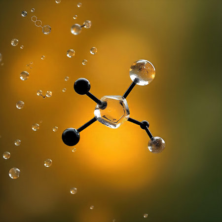 Molecular structure of the atom. 3d illustration. Abstract backgroundの素材