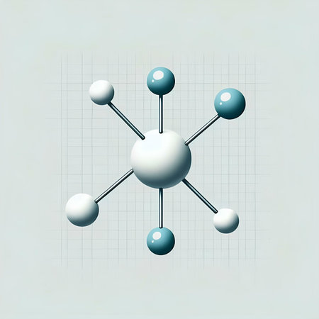 Molecular structure on white background, 3d vector illustration.の素材