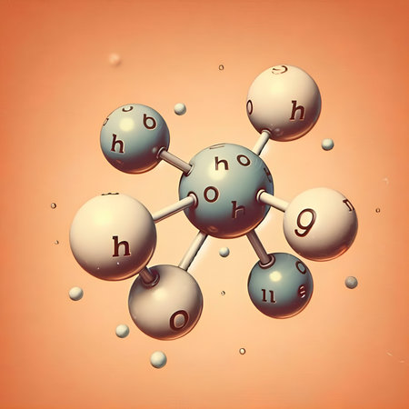 Molecule of H2O2 on orange background. 3D renderingの素材
