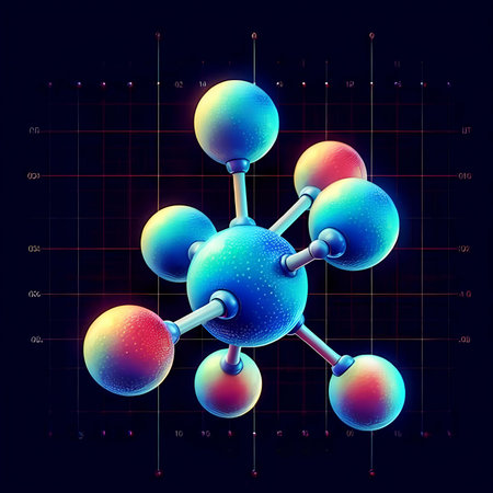 Molecule on a dark background. 3d vector illustration.の素材