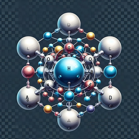 Molecule structure. 3d vector illustration. Isolated on transparent background.の素材