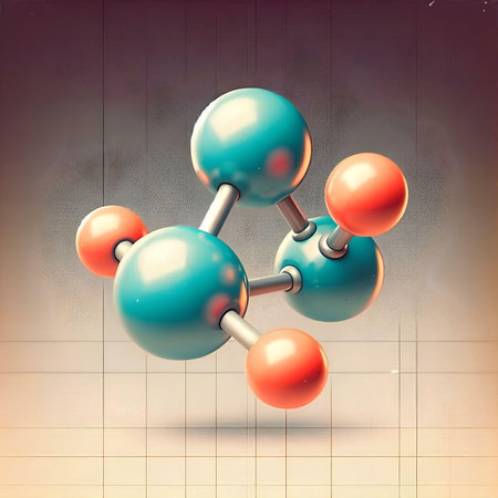 Molecular structure on abstract background. 3d render illustration.の素材
