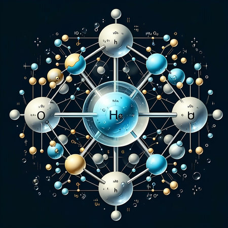 Science and technology background with molecules and atoms. 3d vector illustration.の素材