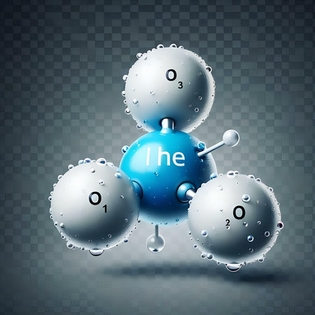 Molecule with water drops. Vector illustration on transparent background.の素材