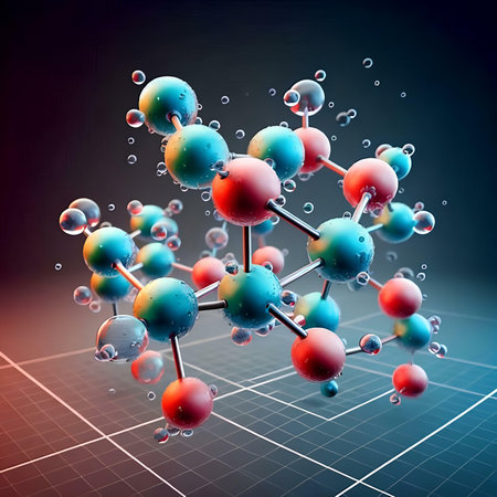Molecule structure on abstract background. 3d illustration. Elements of this image furnished by NASAの素材