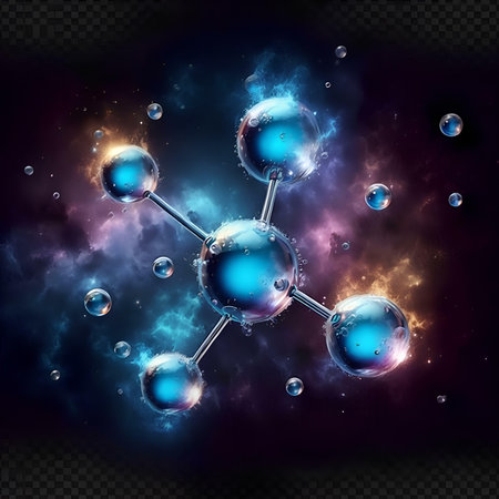 Molecule structure on a dark background. Vector Illustration.の素材