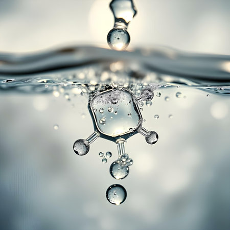 Water splash with air bubbles and water droplets. 3d renderingの素材