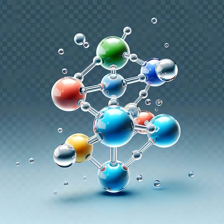 Molecule structure. 3d vector illustration on transparent background.の素材