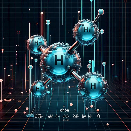 3d illustration of atom in abstract background. Science and technology concept.の素材