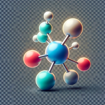 Molecule structure. 3d vector illustration isolated on transparent background.の素材