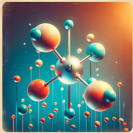 Molecular structure. 3D illustration. Science and technology background.の素材