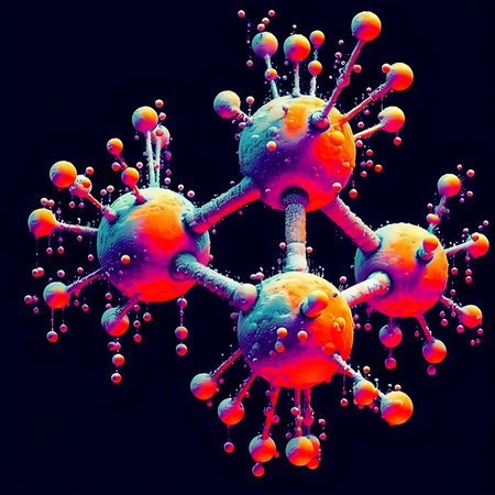 3d rendering of a virus on a dark background. 3d illustration.の素材