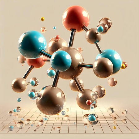 Molecular structure on a light background. 3D illustration.の素材