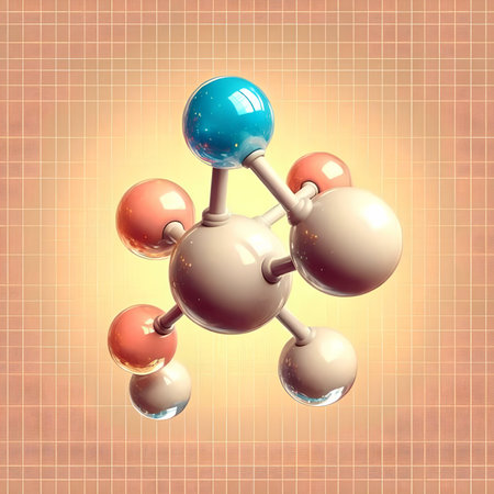 molecular structure on a colored background. 3d illustration.の素材
