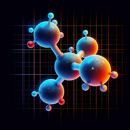 abstract 3d molecule on a dark background. Vector illustration.の素材