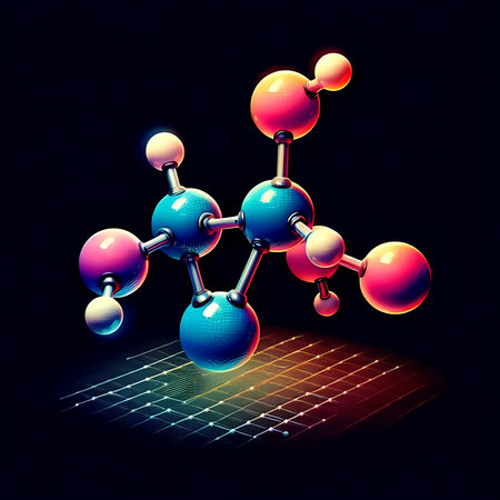 Molecular structure on a dark background. 3d illustration.の素材