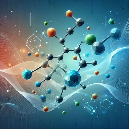 Molecular structure on abstract background. Science and technology concept. 3D illustrationの素材