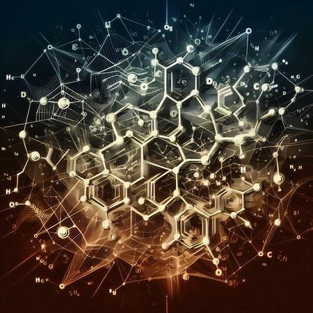 Abstract technology background with hexagons and lines. 3d illustration.の素材