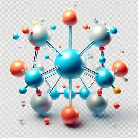 Molecule structure. 3d vector illustration. Isolated on transparent background.の素材