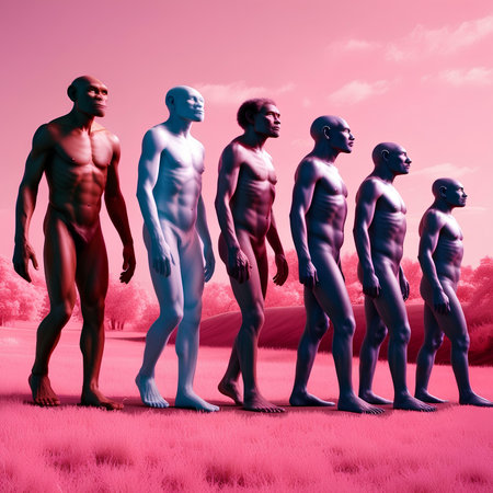 Surrealistic 3D Illustration of a Group of Male and Female Peopleの素材