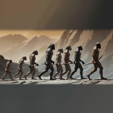 Group of warriors walking in the desert - 3D render illustration.の素材