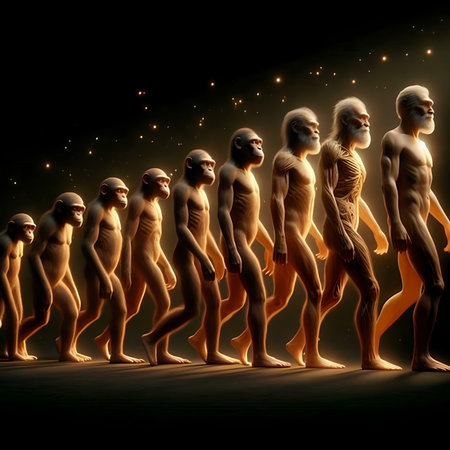 3D rendering of a group of men standing in a line with the light coming through themの素材