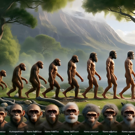 3D Illustration of a group of monkeys in the forest.の素材