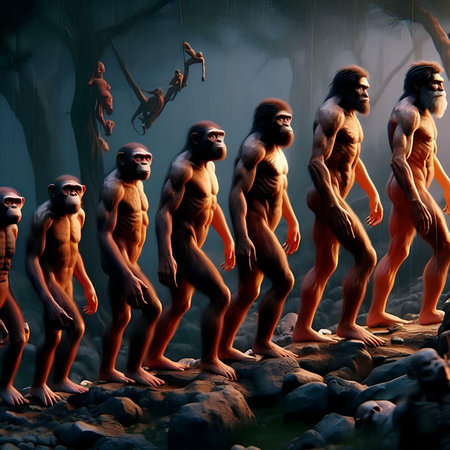 3D rendering of a group of men standing in the water.の素材