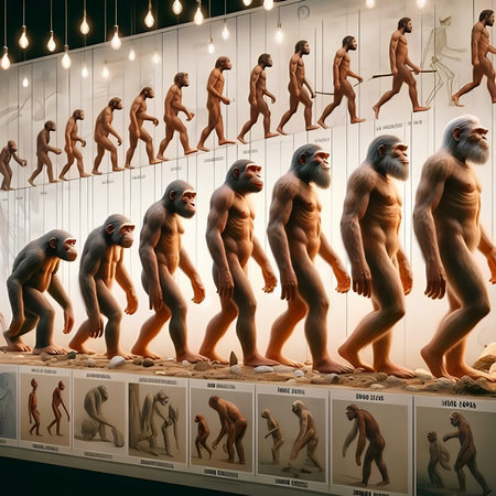 3d rendering of a group of human body models in a museumの素材