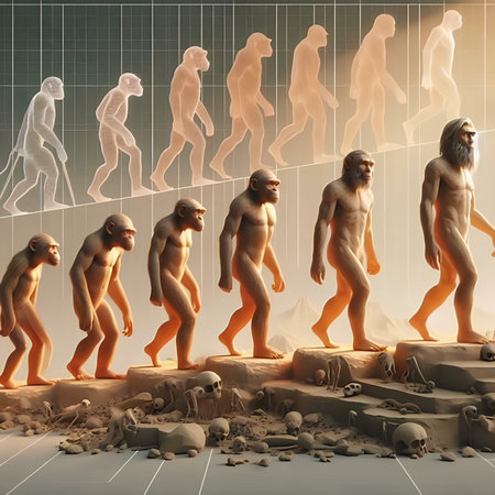 3D rendering of a group of people walking in a desert.の素材