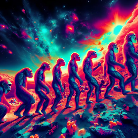 Zombies in space. 3D illustration. Computer generated image.の素材