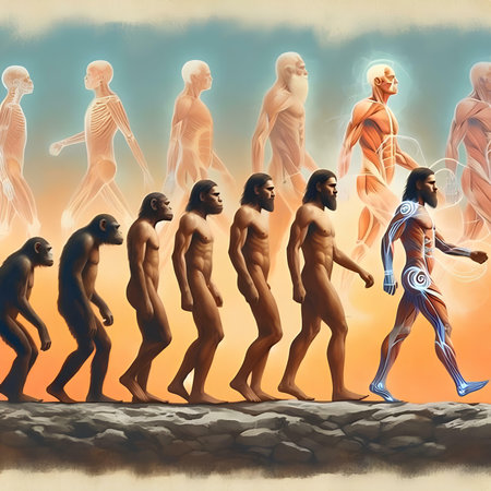 Human evolution from man to woman. Conceptual illustration. 3D renderingの素材