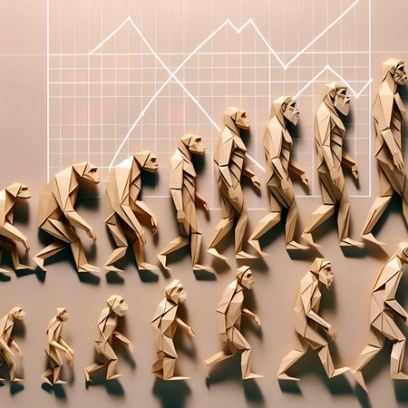 3d rendering of a group of paper people in a row.の素材