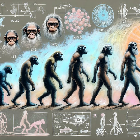 Zoo theme. The evolution of the monkey. Hand drawn illustration.の素材