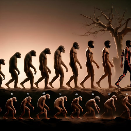 Human Evolution and Evolution as a Medical Concept with Old Tree in the Backgroundの素材