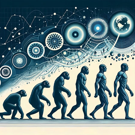 Human evolution from monkey to man. Conceptual illustration. vector.の素材