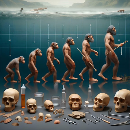 Human evolution from old to new, evolution of the human body, 3d illustrationの素材