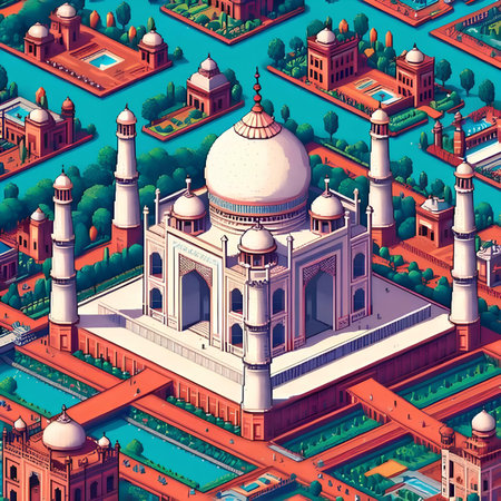 Taj Mahal islamic mosque in isometric view.の素材